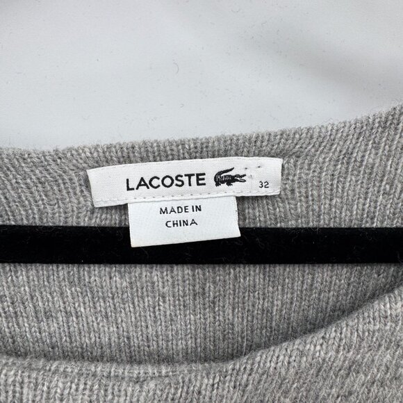 Lacoste Ribbed Sweater‎ Womens 32 Gray Wool Viscose Blend Side Slits - Picture 4 of 7